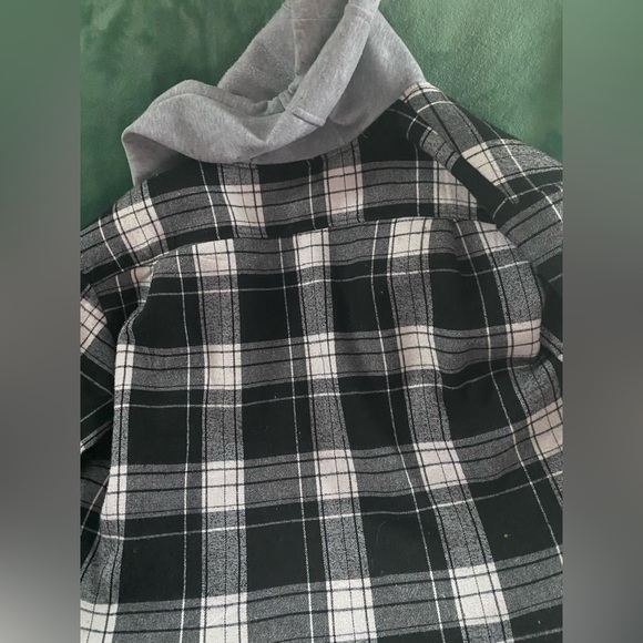 Flannel Shacket Hoodie - Picture 2 of 7